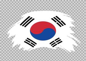 Flag of South Korea with distressed paint stroke brush effect on isolated background vector