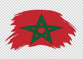 Flag of Morocco with distressed paint stroke brush effect on isolated background vector