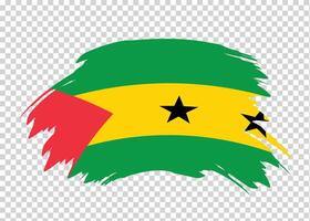 Flag of Sao Tome and Principe with distressed paint stroke brush effect on isolated background vector