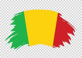 Flag of Mali with distressed paint stroke brush effect on isolated background vector