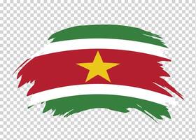 Flag of Suriname with distressed paint stroke brush effect on isolated background vector