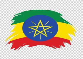 Flag of Ethiopia with distressed paint stroke brush effect on isolated background vector