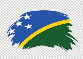 Flag of Solomon Islands with distressed paint stroke brush effect on isolated background vector