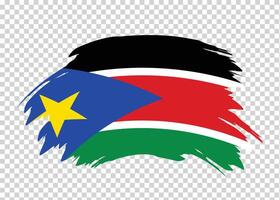 Flag of South Sudan with distressed paint stroke brush effect on isolated background vector