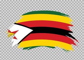 Flag of Zimbabwe with distressed paint stroke brush effect on isolated background vector