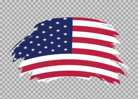 Flag of United States with distressed paint stroke brush effect on isolated background vector