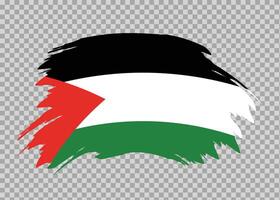 Flag of Palestine with distressed paint stroke brush effect on isolated background vector