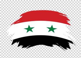 Flag of Syria with distressed paint stroke brush effect on isolated background vector