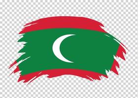 Flag of Maldives with distressed paint stroke brush effect on isolated background vector