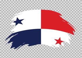 Flag of Panama with distressed paint stroke brush effect on isolated background vector