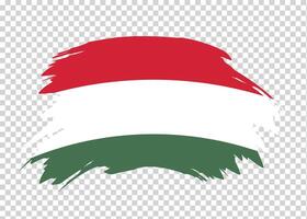 Flag of Hungary with distressed paint stroke brush effect on isolated background vector