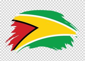 Flag of Guyana with distressed paint stroke brush effect on isolated background vector
