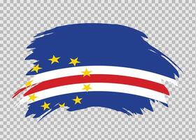 Flag of Cabo Verde with distressed paint stroke brush effect on isolated background vector