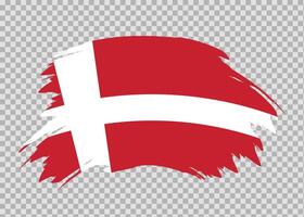 Flag of Denmark with distressed paint stroke brush effect on isolated background vector