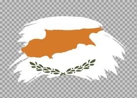 Flag of Cyprus with distressed paint stroke brush effect on isolated background vector