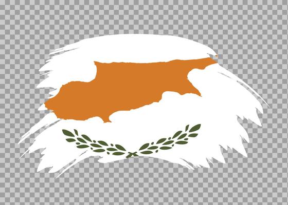 Flag of Cyprus with distressed paint stroke brush effect on isolated background