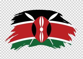 Flag of Kenya with distressed paint stroke brush effect on isolated background vector