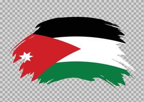 Flag of Jordan with distressed paint stroke brush effect on isolated background vector