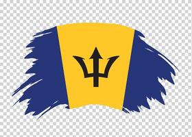 Flag of Barbados with distressed paint stroke brush effect on isolated background vector