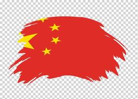 Flag of China with distressed paint stroke brush effect on isolated background vector