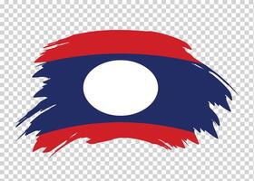 Flag of Laos with distressed paint stroke brush effect on isolated background vector