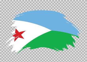 Flag of Djibouti with distressed paint stroke brush effect on isolated background vector