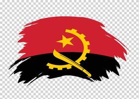 Flag of Angola with distressed paint stroke brush effect on isolated background vector