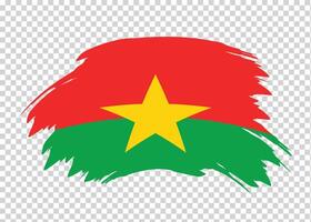 Flag of Burkina Faso with distressed paint stroke brush effect on isolated background vector
