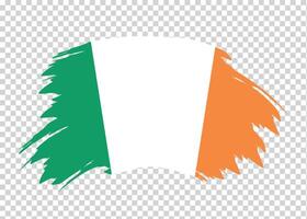Flag of Ireland with distressed paint stroke brush effect on isolated background vector