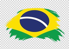 Flag of Brazil with distressed paint stroke brush effect on isolated background vector