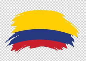 Flag of Colombia with distressed paint stroke brush effect on isolated background vector