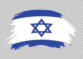 Flag of Israel with distressed paint stroke brush effect on isolated background vector