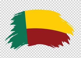 Flag of Benin with distressed paint stroke brush effect on isolated background vector