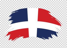 Flag of Dominican Republic with distressed paint stroke brush effect on isolated background vector