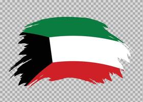 Flag of Kuwait with distressed paint stroke brush effect on isolated background vector
