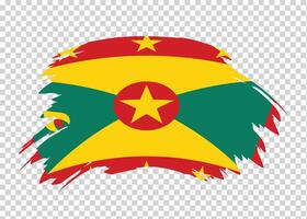 Flag of Grenada with distressed paint stroke brush effect on isolated background vector