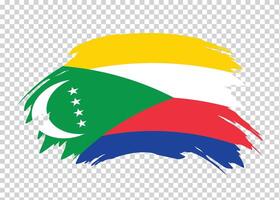 Flag of Comoros with distressed paint stroke brush effect on isolated background vector