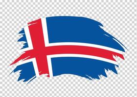 Flag of Iceland with distressed paint stroke brush effect on isolated background vector