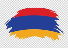 Flag of Armenia with distressed paint stroke brush effect on isolated background vector