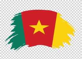Flag of Cameroon with distressed paint stroke brush effect on isolated background vector