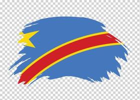 Flag of Democratic Republic of the Congo with distressed paint stroke brush effect on isolated background vector