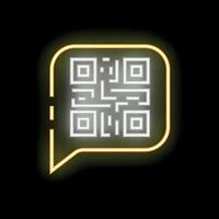 Neon speech bubble showing qr code on dark background vector