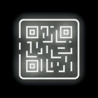 Neon qr code glowing on black background vector