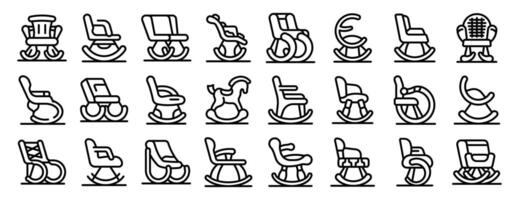Rocking chair icon set. Comfortable rocking chairs allowing gentle rocking motion, perfect for relaxation and rest vector