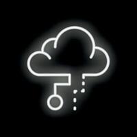Neon white cloud computing icon showing data transferring vector