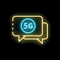 Neon 5g sign representing fifth generation wireless internet network communication vector