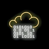 Neon cloud computing with binary code illustrating cloud storage vector