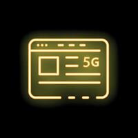 Neon 5g website icon glowing on dark background vector