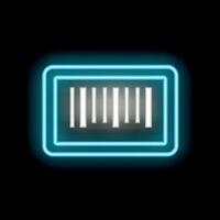 Neon blue loading bar icon glowing on black background vector