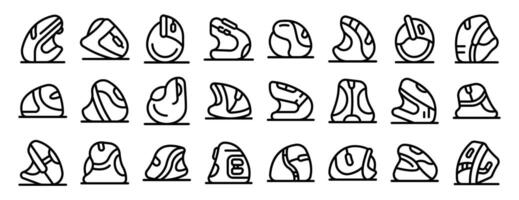 Vertical computer mouse icon set. Ergonomic computer mice enhancing user comfort and productivity vector